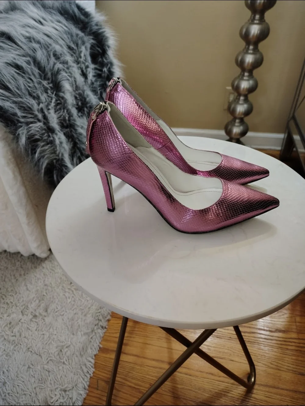 🆕⭐ Beautiisoles Pink Metallic High Heel Pumps - - Picture 8 of 14